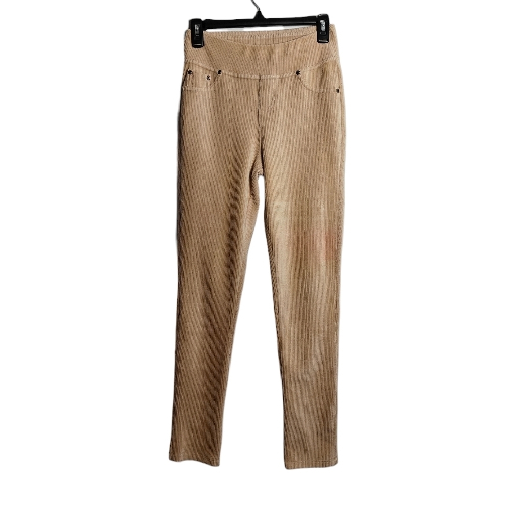 HEM & THREAD Pinstripe French Terry Long Pants in Beige Jeggings Size Small